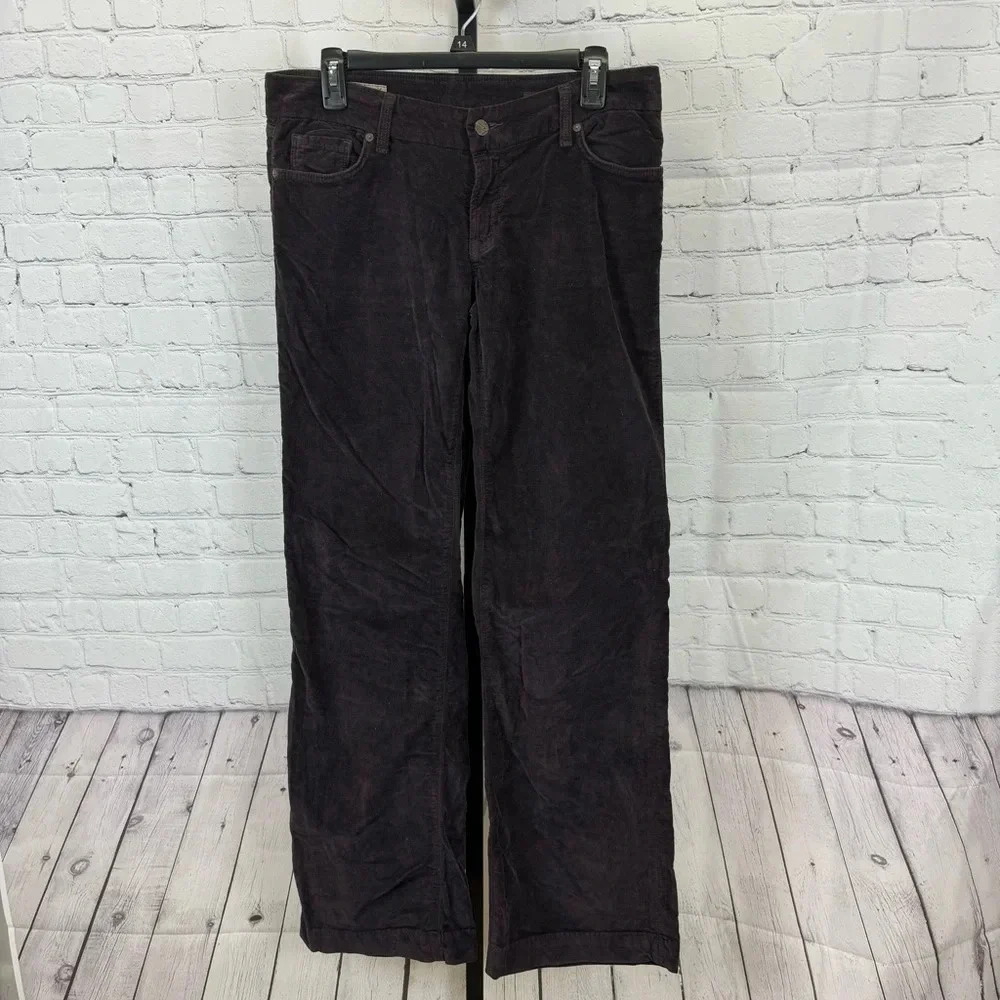 Citizens of Humanity Birkin Stretch Low Waist Wide Leg Plum Velvet Pants Size 30